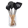 Juego 5 utiles de cocina madera baobab + base